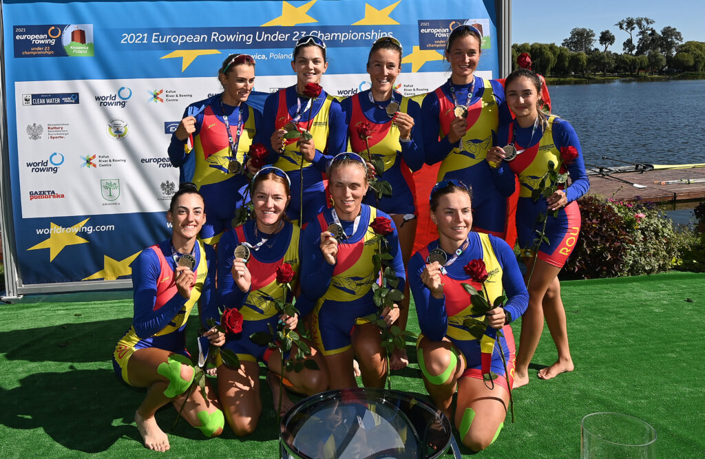 Estera-Costina-Beatrice Vilceanu (b), Larisa-Elena Rosu, Adriana Ailincai, Maria Tivodariu, Alice-Elena Turcanu, Raluca-Georgiana Dinulescu, Magdalena Rusu, Simona Radis (s), Victoria-Stefania Petreanu (c), Women's Eight, Romania, gold, 2021 European Rowing Under 23 Championships, Kruszwica, Poland